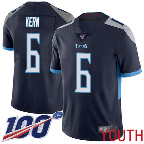 Tennessee Titans Limited Navy Blue Youth Brett Kern Home Jersey NFL Football 6 100th Season Vapor Untouchable